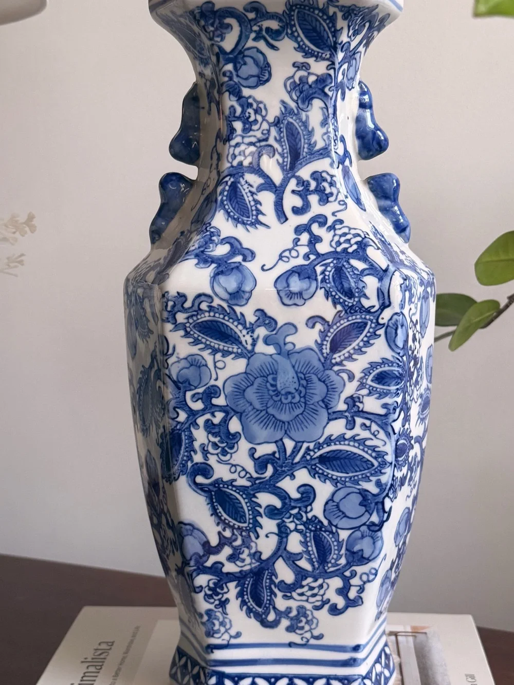 Blue and White Floral Porcelain Vase
